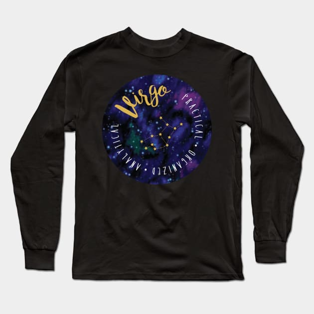 Virgo Zodiac Long Sleeve T-Shirt by CreativeHermitCo